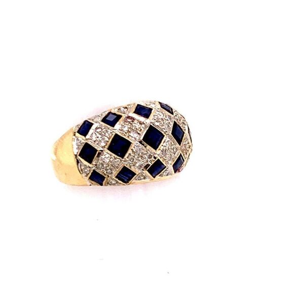 Diamond Sapphire Ring 14k Gold 2.14 TCW Checkerboard Certified $2,850 606974 - Picture 7 of 9